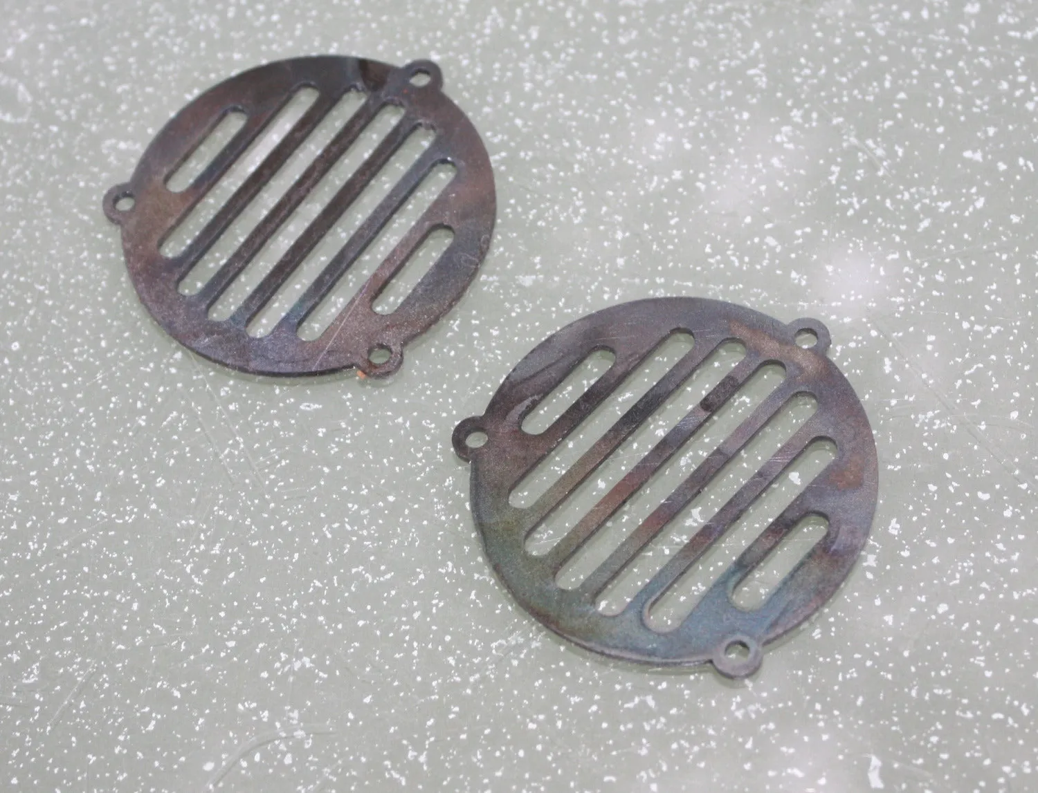 Steel soundhole trims (pair) - Art Deco