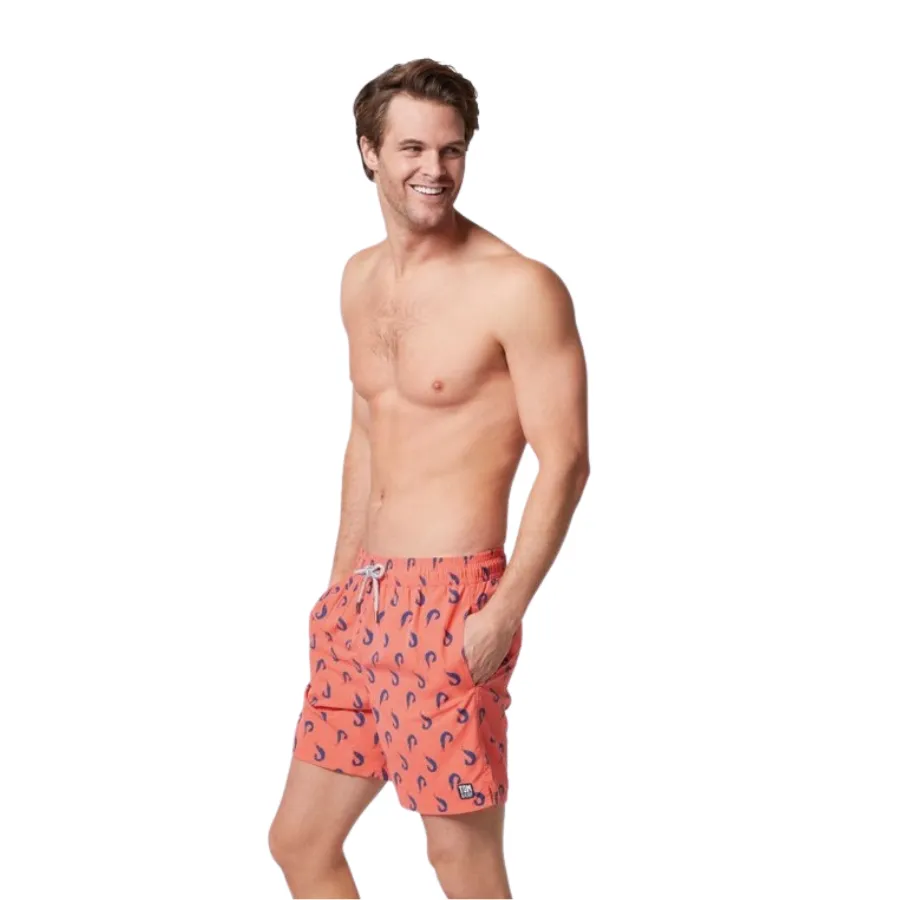 Tom & Teddy Shrimps Mens Swim Shorts SHRCB - Coral/ Blue