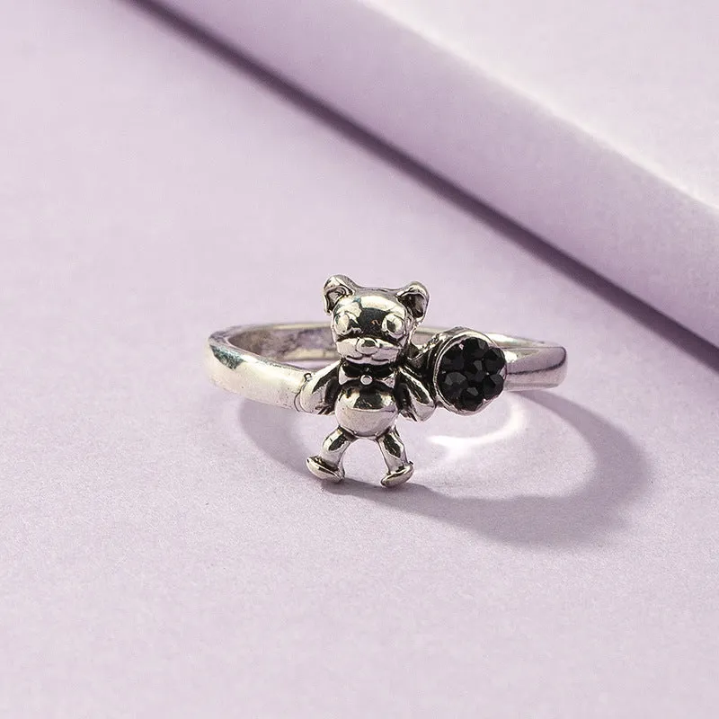 Trendy Summer Jewelry Collection: Retro Teddy Bear Ring & Instagram-Inspired Cross-Border Ring