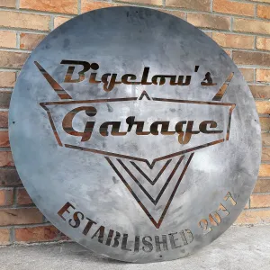Vintage 1950's Garage Sign - Personalized Metal Wall Art - Dad Man Cave, Classic Car Decor