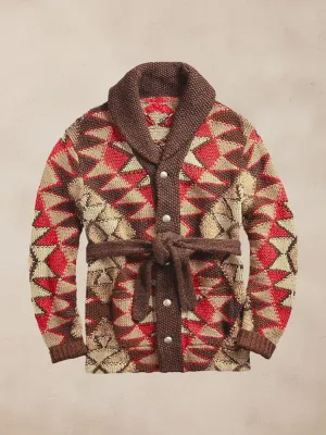 Vintage Lapel Belted Sweater Coat