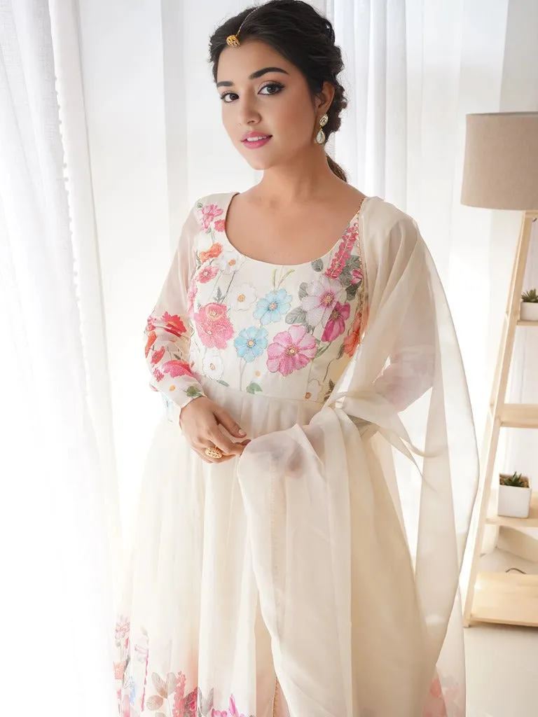 White Blossom Organza Gown Set