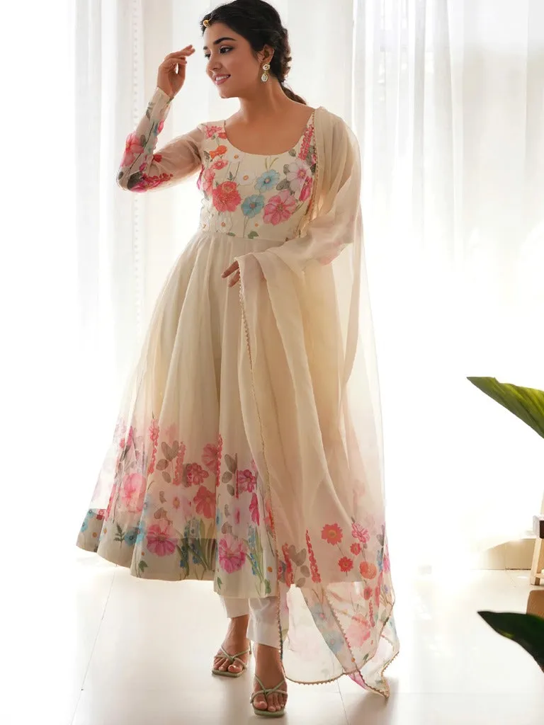 White Blossom Organza Gown Set