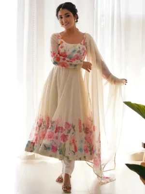 White Blossom Organza Gown Set