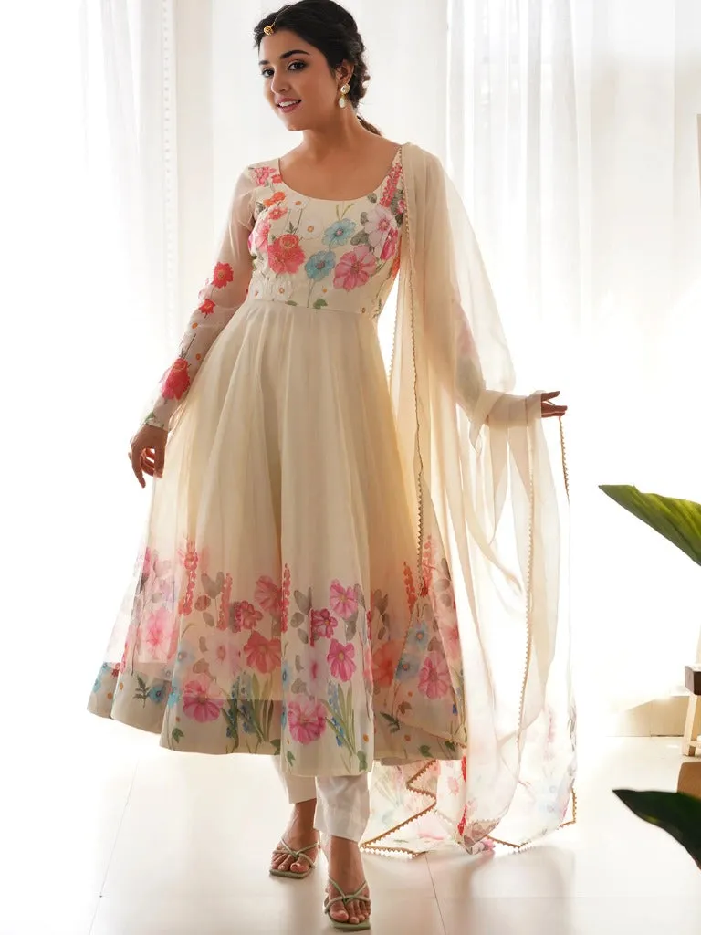 White Blossom Organza Gown Set
