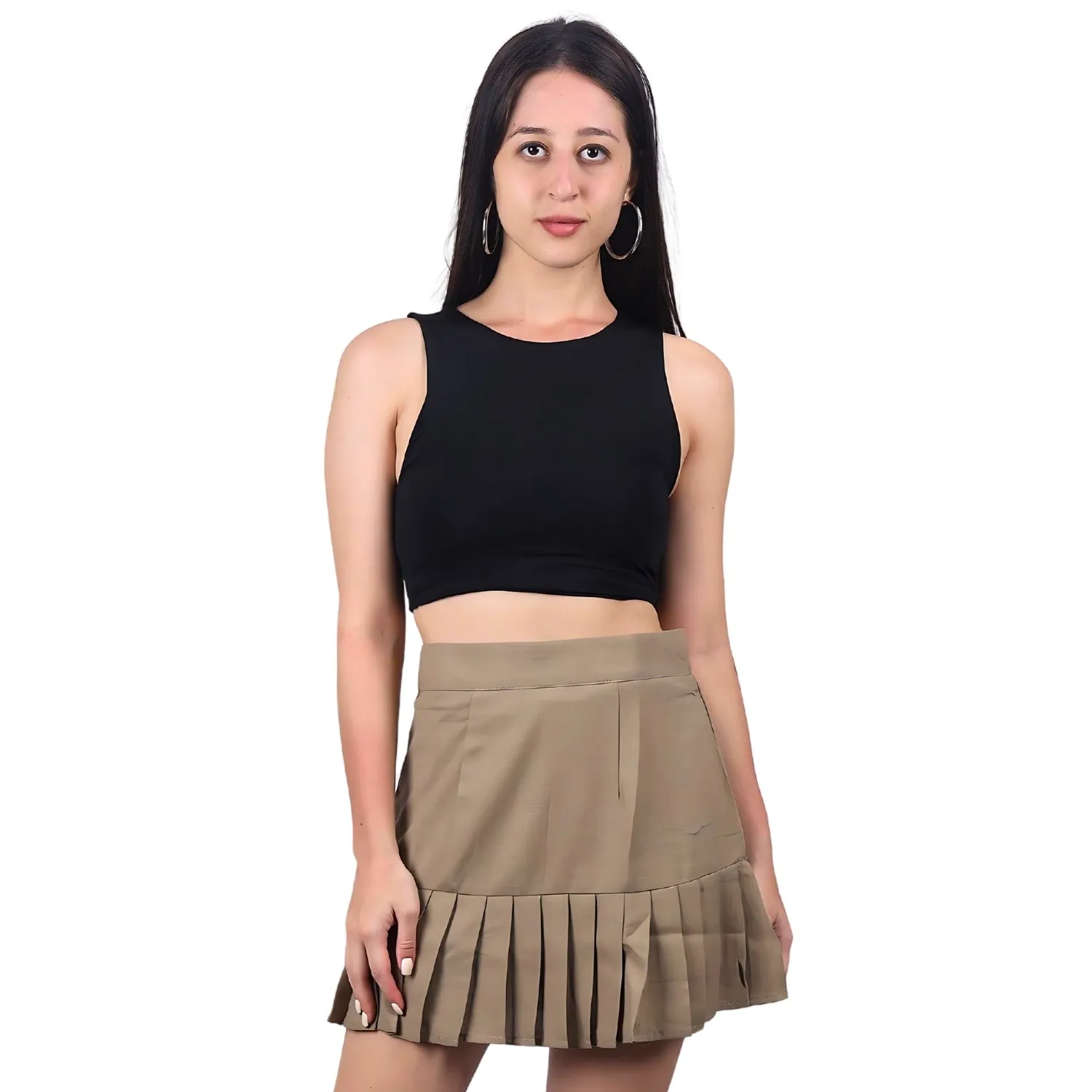 Women’s High-Waisted Pleated Skater Skirt.