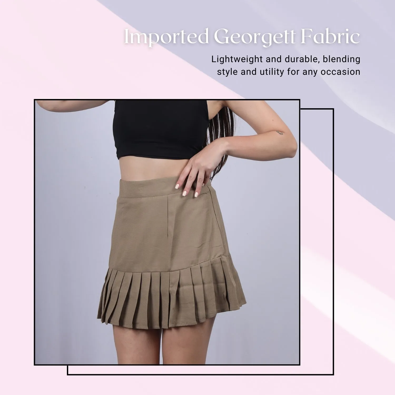 Women’s High-Waisted Pleated Skater Skirt.