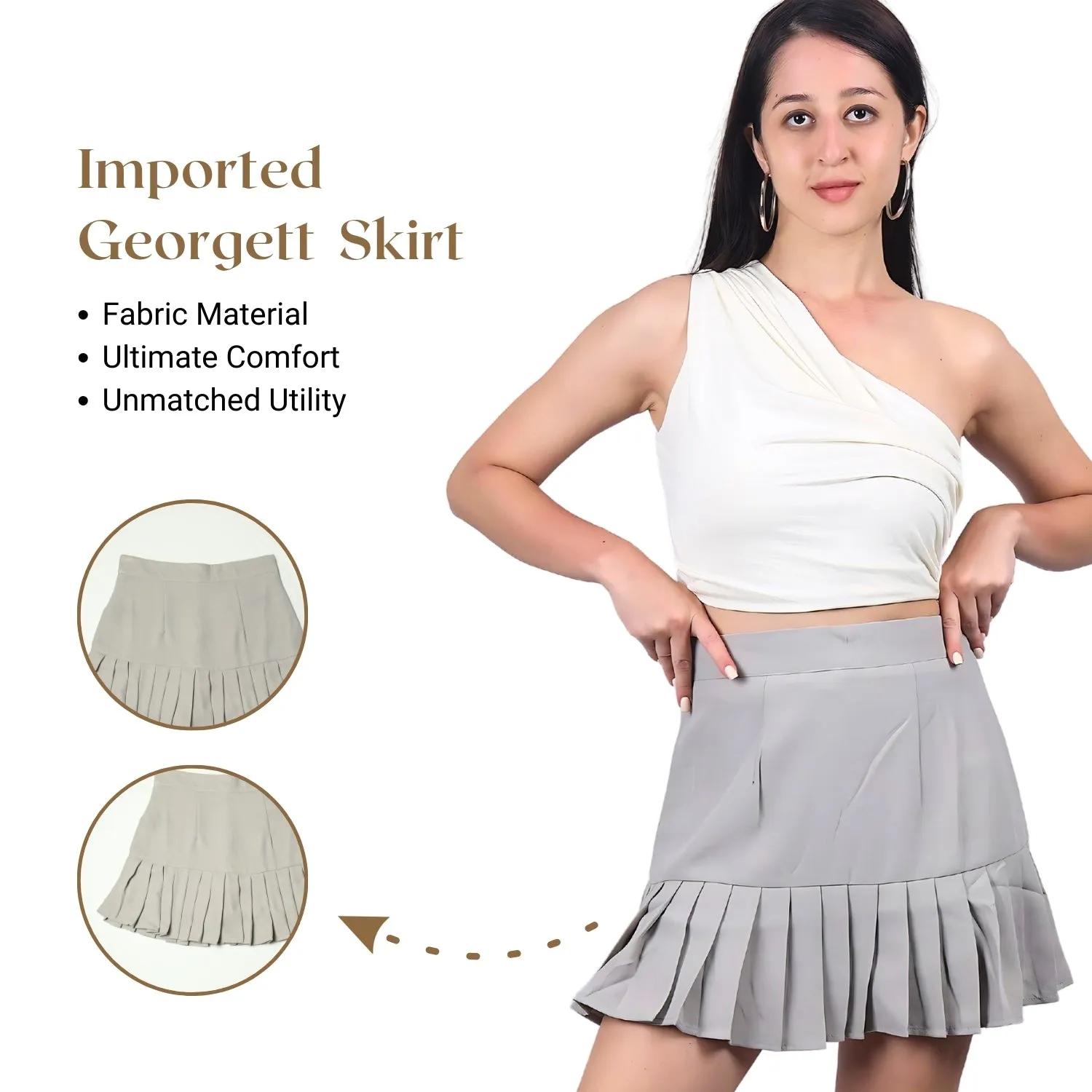 Women’s High-Waisted Pleated Skater Skirt.