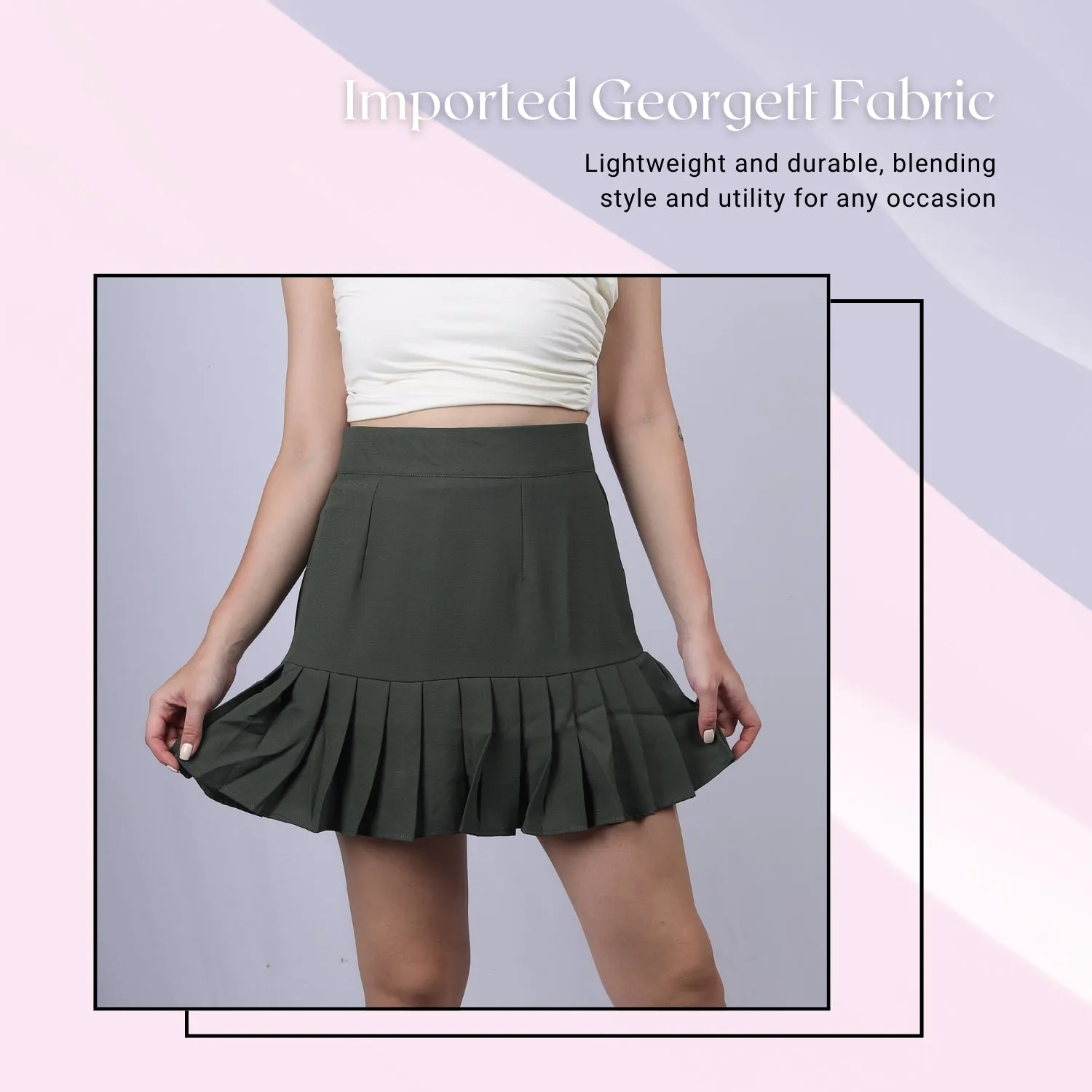 Women’s High-Waisted Pleated Skater Skirt.