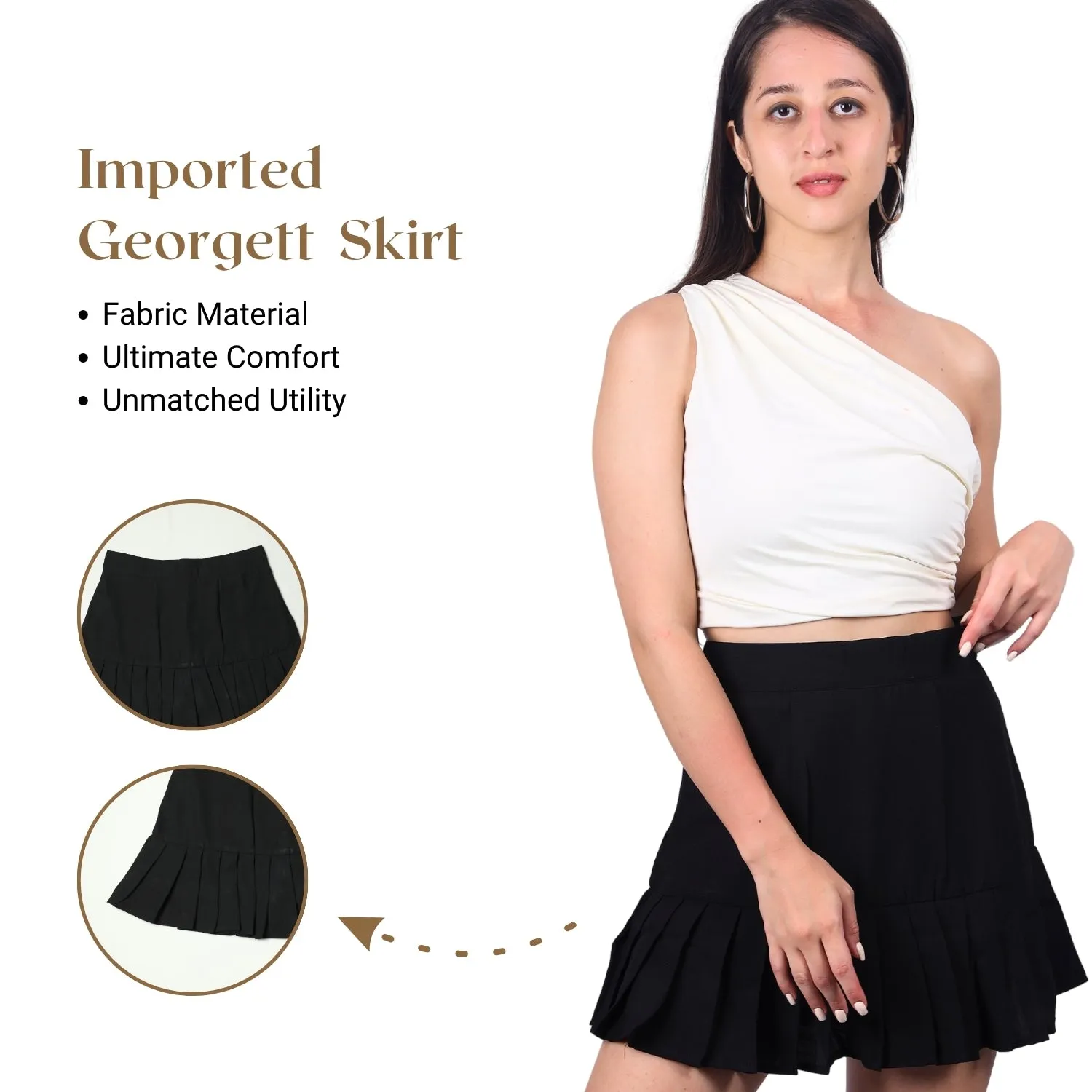 Women’s High-Waisted Pleated Skater Skirt.