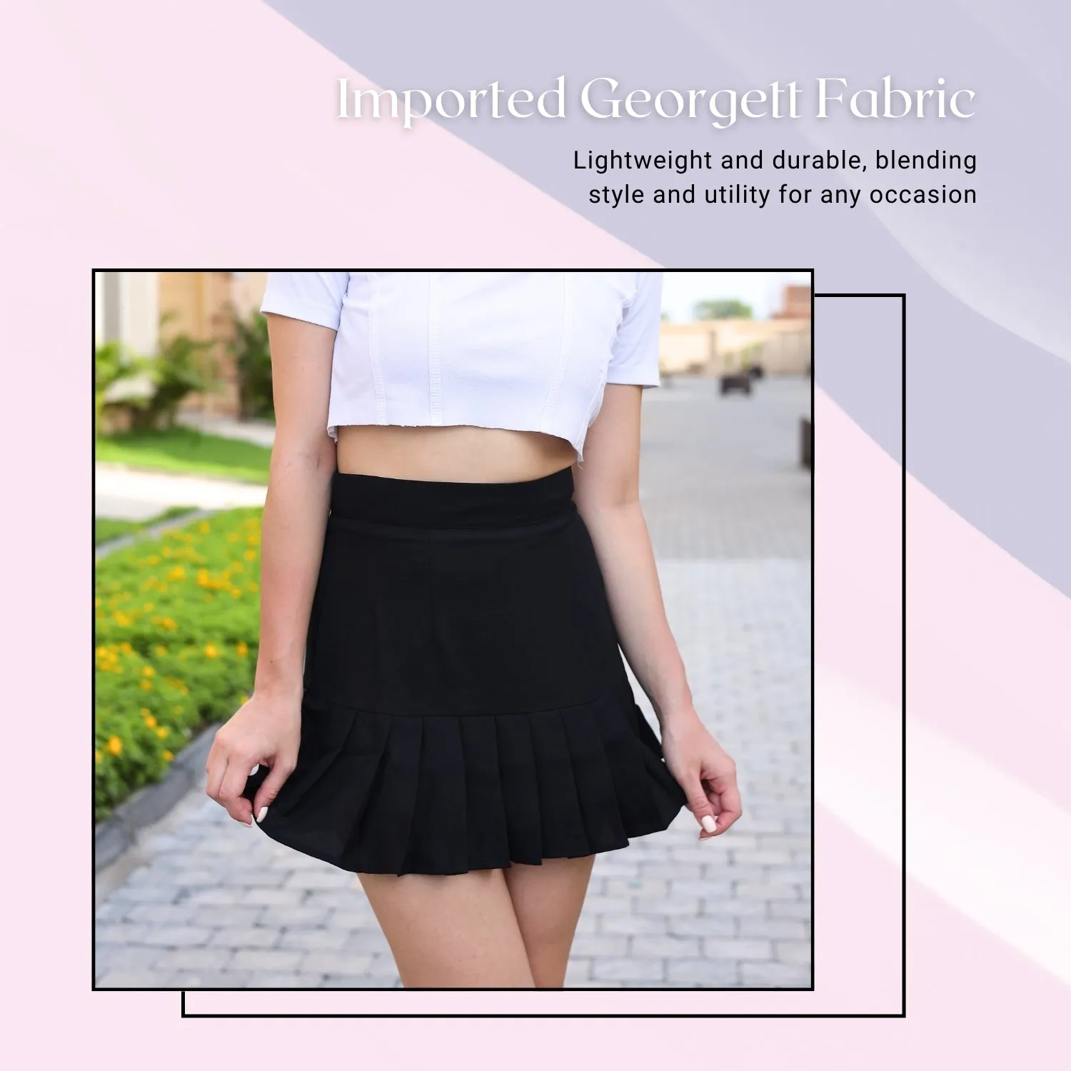 Women’s High-Waisted Pleated Skater Skirt.