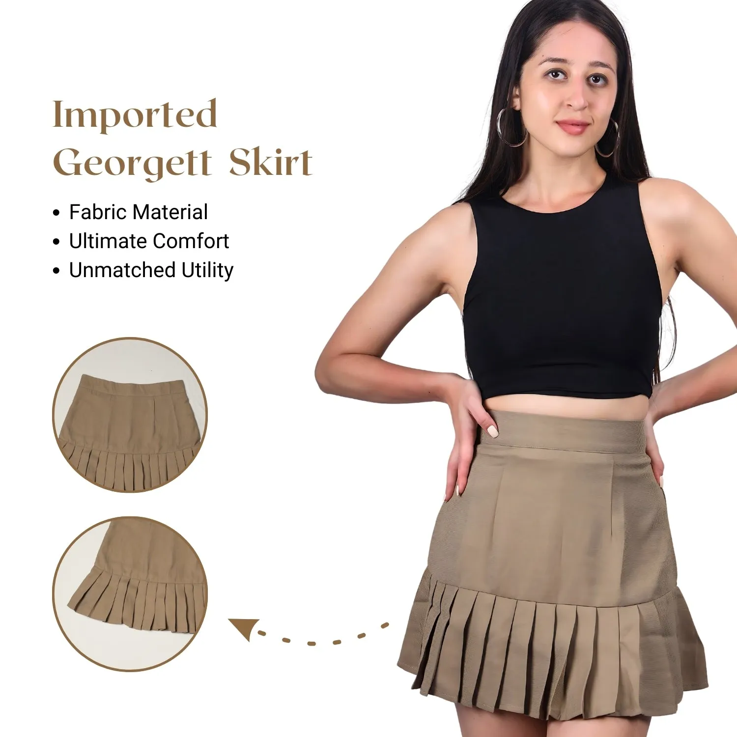 Women’s High-Waisted Pleated Skater Skirt.