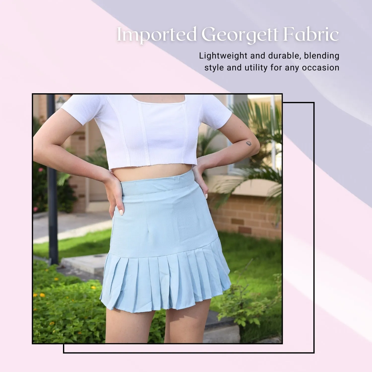 Women’s High-Waisted Pleated Skater Skirt.
