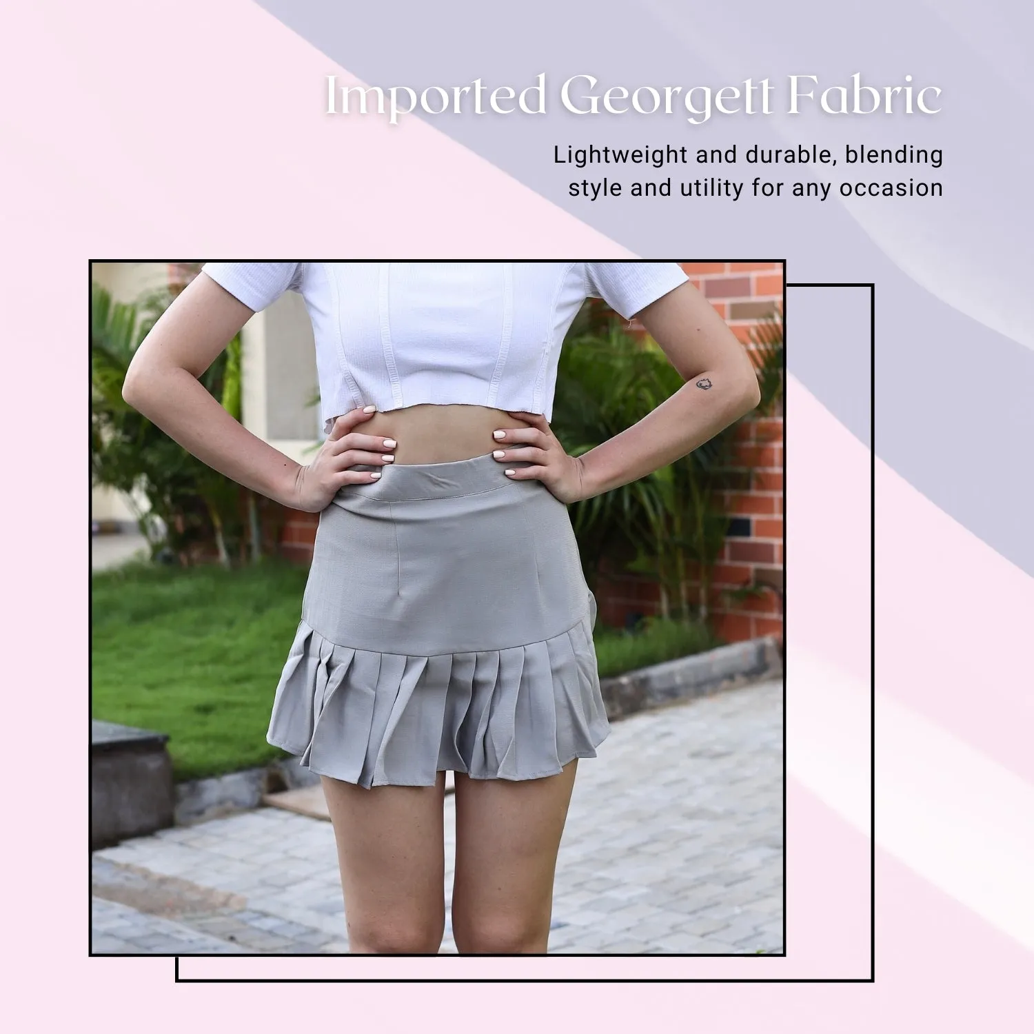 Women’s High-Waisted Pleated Skater Skirt.