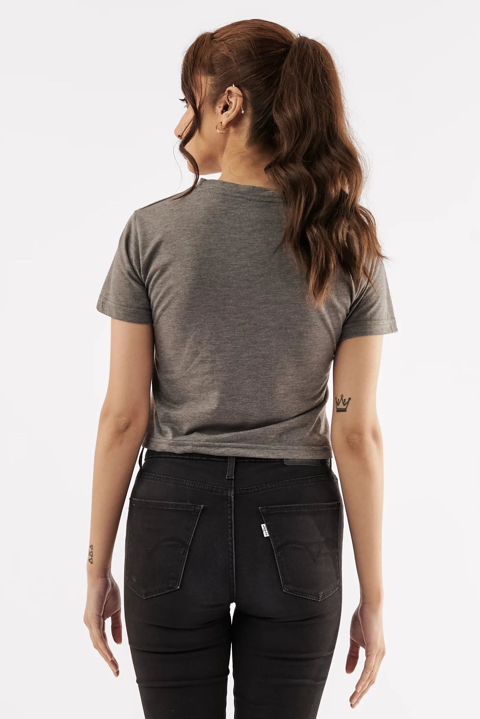 Women's Teddy Graphic Crop Tee Grey