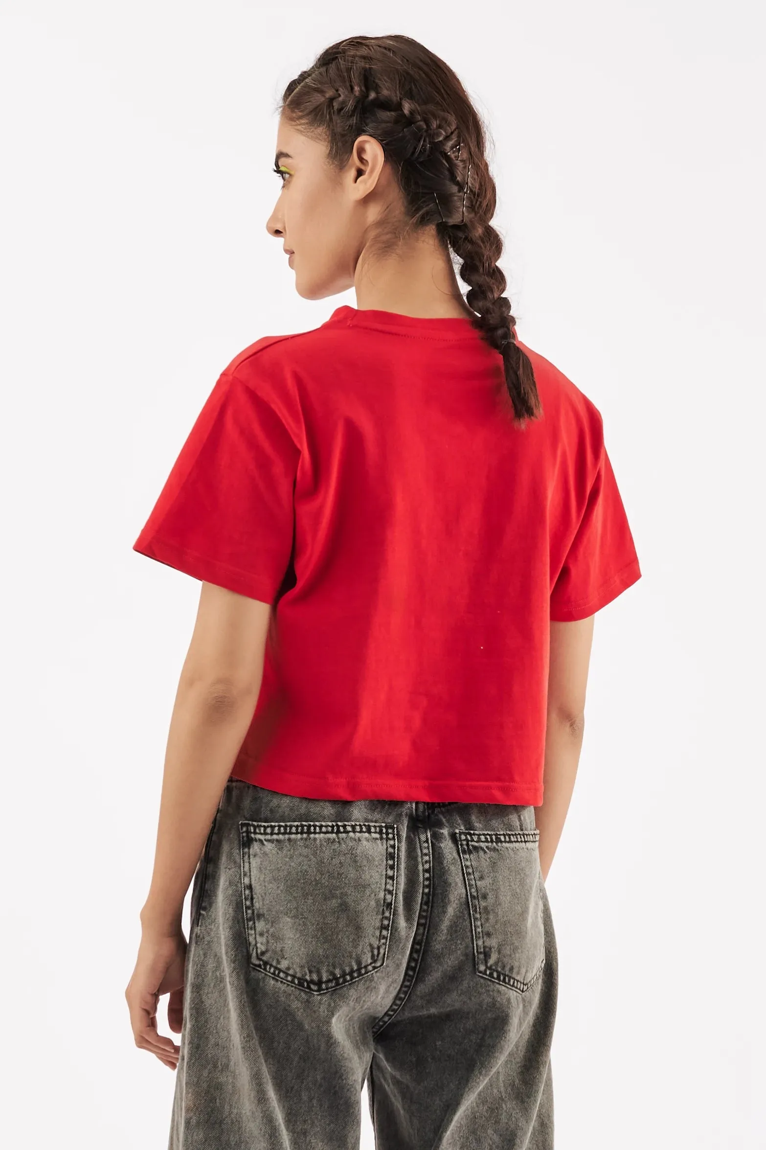 Women's Teddy Graphic Crop Tee Red
