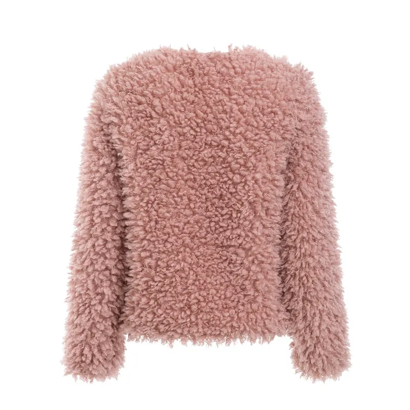 Women's Winter Fluffy Teddy Pink Fur Coat
