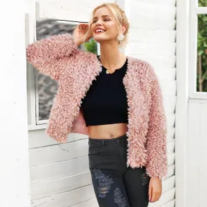 Women's Winter Fluffy Teddy Pink Fur Coat