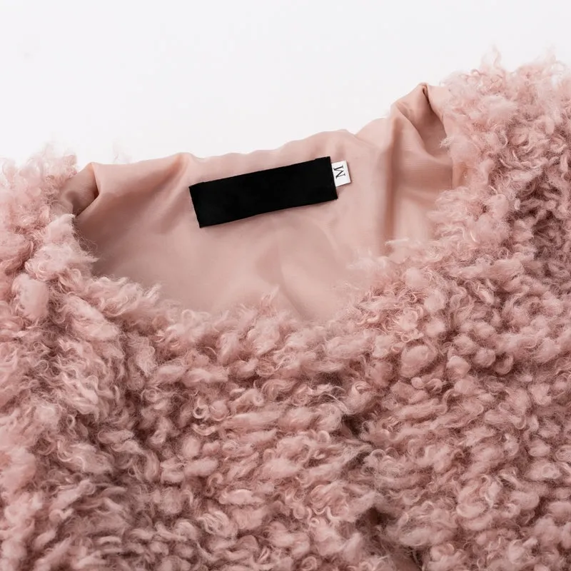 Women's Winter Fluffy Teddy Pink Fur Coat
