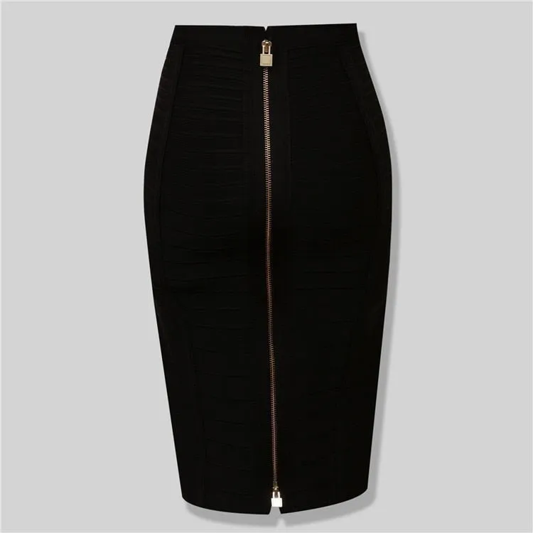 Zipper Bodycon Skirt - Stretchy